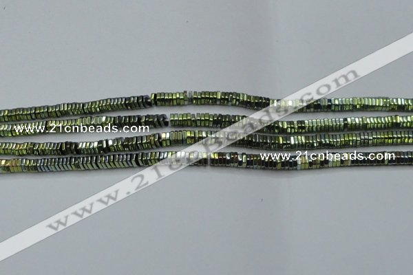 CHE836 15.5 inches 1*3mm hexagon plated hematite beads wholesale