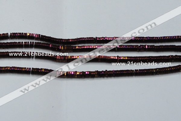 CHE837 15.5 inches 1*3mm hexagon plated hematite beads wholesale