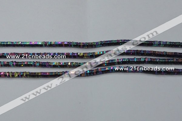 CHE838 15.5 inches 1*3mm hexagon plated hematite beads wholesale