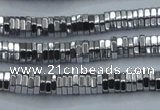 CHE841 15.5 inches 1*4mm hexagon plated hematite beads wholesale