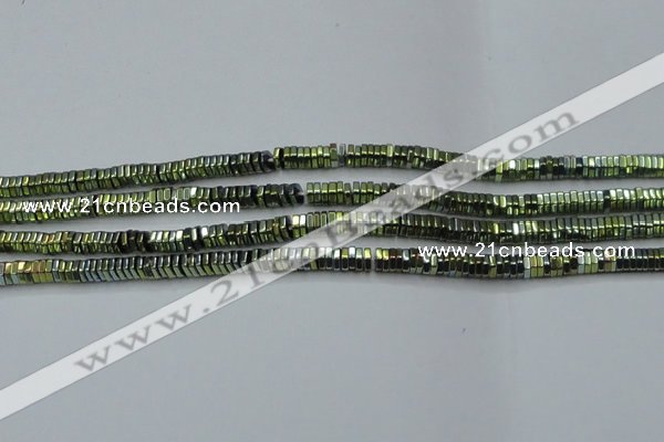 CHE844 15.5 inches 1*4mm hexagon plated hematite beads wholesale