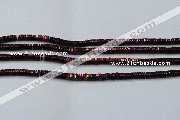 CHE845 15.5 inches 1*4mm hexagon plated hematite beads wholesale