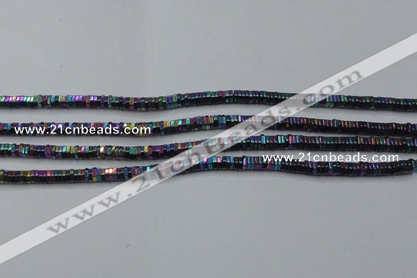 CHE846 15.5 inches 1*4mm hexagon plated hematite beads wholesale