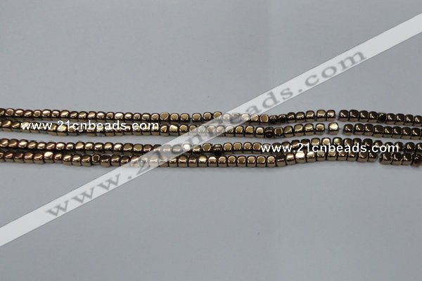 CHE854 15.5 inches 2*2mm dice platedhematite beads wholesale