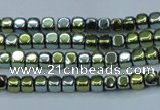 CHE855 15.5 inches 2*2mm dice platedhematite beads wholesale