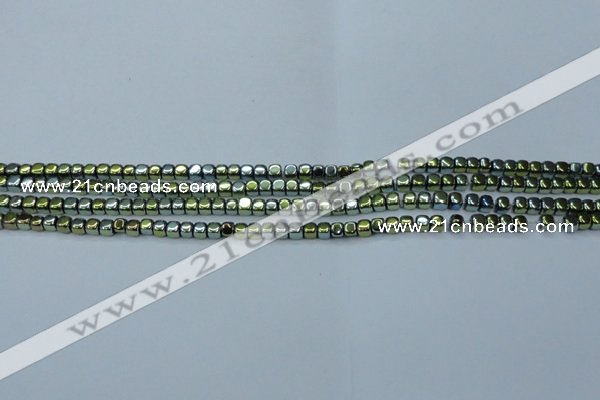 CHE855 15.5 inches 2*2mm dice platedhematite beads wholesale