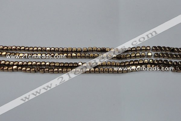 CHE862 15.5 inches 3*3mm dice platedhematite beads wholesale