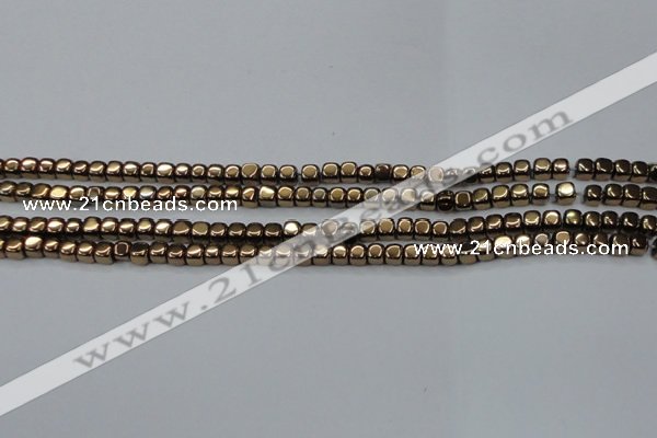 CHE867 15.5 inches 4*4mm dice platedhematite beads wholesale