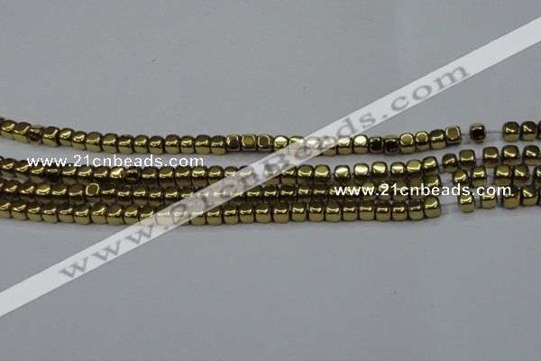 CHE868 15.5 inches 4*4mm dice platedhematite beads wholesale