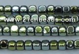 CHE869 15.5 inches 4*4mm dice platedhematite beads wholesale