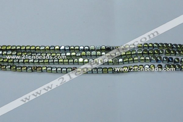 CHE869 15.5 inches 4*4mm dice platedhematite beads wholesale