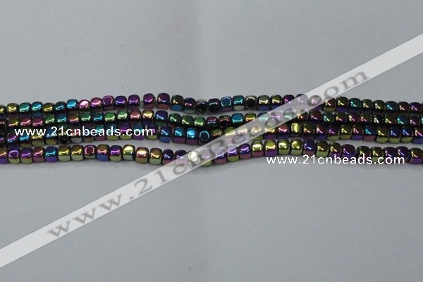 CHE871 15.5 inches 4*4mm dice platedhematite beads wholesale