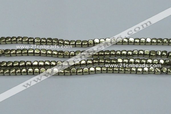 CHE876 15.5 inches 3*3mm dice plated hematite beads wholesale