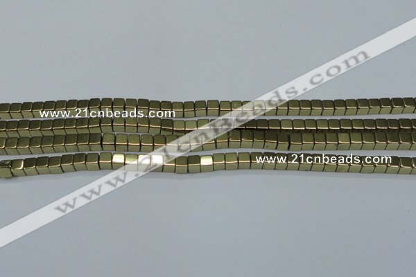 CHE880 15.5 inches 3*3mm cube plated hematite beads wholesale