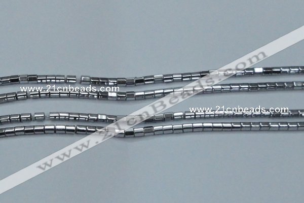 CHE886 15.5 inches 2*2mm faceted tube plated hematite beads wholesale