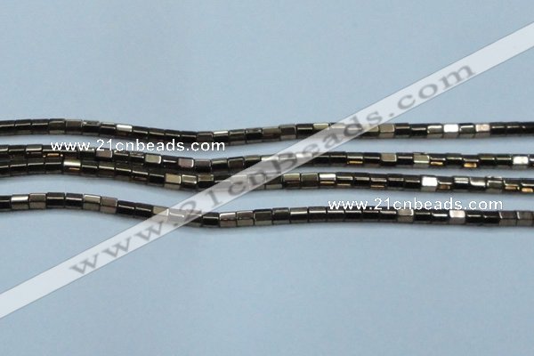 CHE887 15.5 inches 2*2mm faceted tube plated hematite beads wholesale
