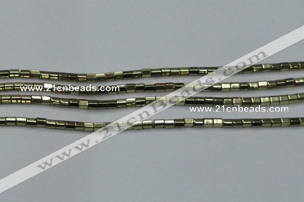 CHE888 15.5 inches 2*2mm faceted tube plated hematite beads wholesale