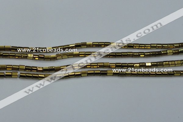 CHE889 15.5 inches 2*2mm faceted tube plated hematite beads wholesale