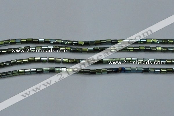 CHE890 15.5 inches 2*2mm faceted tube plated hematite beads wholesale