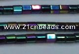 CHE891 15.5 inches 2*2mm faceted tube plated hematite beads wholesale