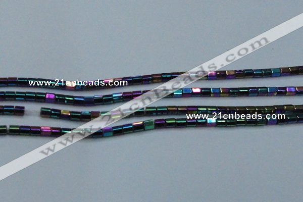 CHE891 15.5 inches 2*2mm faceted tube plated hematite beads wholesale