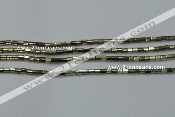 CHE898 15.5 inches 3*3mm faceted tube plated hematite beads wholesale