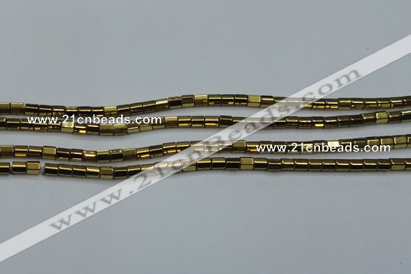 CHE899 15.5 inches 3*3mm faceted tube plated hematite beads wholesale