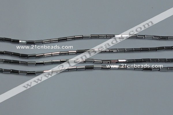 CHE905 15.5 inches 2*4mm faceted tube plated hematite beads wholesale