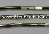 CHE907 15.5 inches 2*4mm faceted tube plated hematite beads wholesale