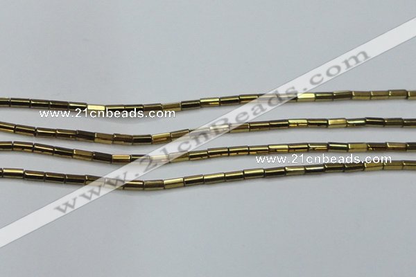 CHE908 15.5 inches 2*4mm faceted tube plated hematite beads wholesale