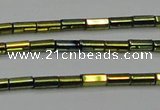 CHE909 15.5 inches 2*4mm faceted tube plated hematite beads wholesale