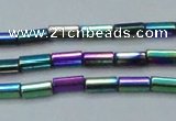 CHE910 15.5 inches 2*4mm faceted tube plated hematite beads wholesale