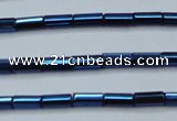 CHE911 15.5 inches 2*4mm faceted tube plated hematite beads wholesale