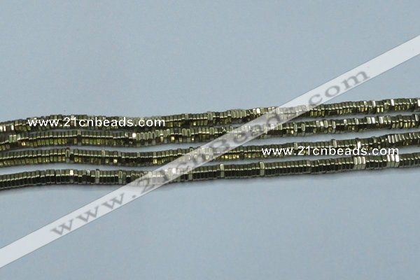 CHE913 15.5 inches 1*2mm hexagon plated hematite beads wholesale