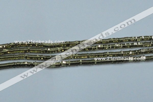 CHE914 15.5 inches 1*3mm hexagon plated hematite beads wholesale