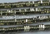 CHE915 15.5 inches 1*4mm hexagon plated hematite beads wholesale