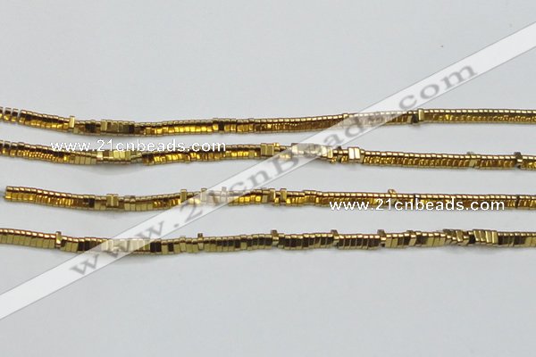 CHE921 15.5 inches 1*3mm triangle plated hematite beads wholesale