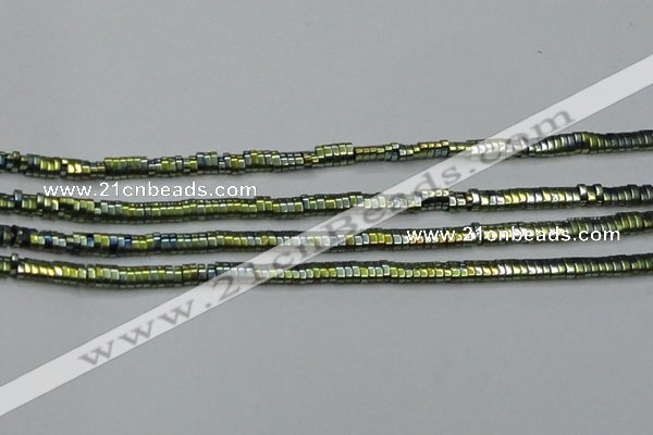 CHE932 15.5 inches 1*2*3mm oval plated hematite beads wholesale