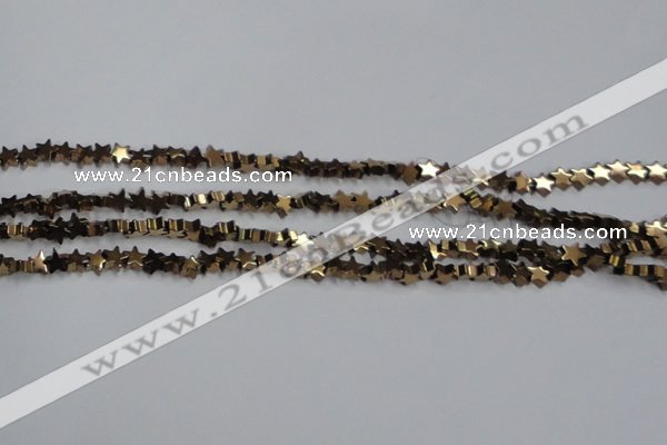 CHE939 15.5 inches 4mm star plated hematite beads wholesale