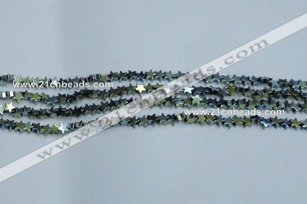 CHE941 15.5 inches 4mm star plated hematite beads wholesale