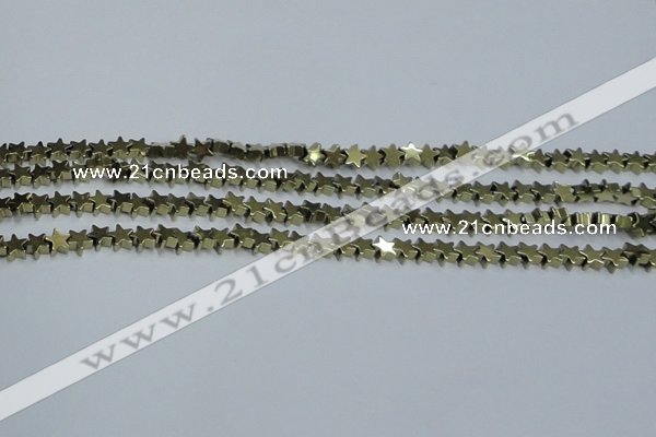 CHE946 15.5 inches 6mm star plated hematite beads wholesale