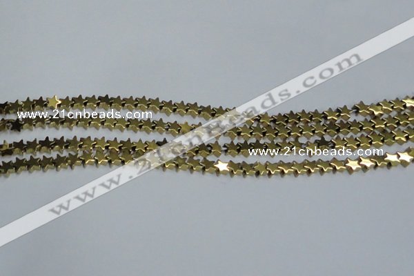 CHE947 15.5 inches 6mm star plated hematite beads wholesale