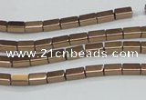 CHE955 15.5 inches 2*4mm cuboid plated hematite beads wholesale