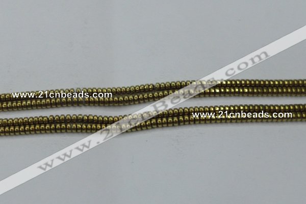 CHE964 15.5 inches 1.5*3mm rondelle plated hematite beads wholesale