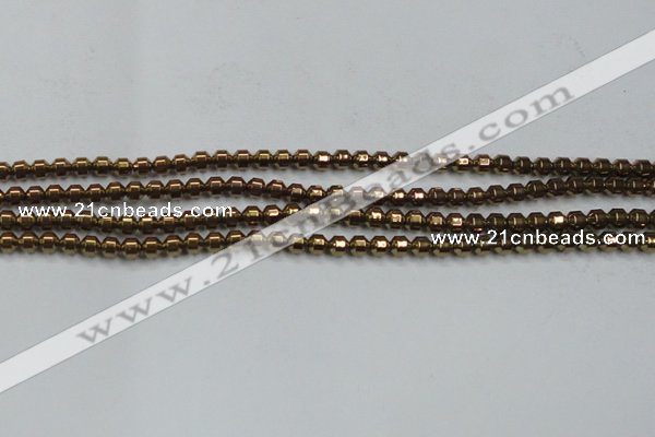 CHE975 15.5 inches 4*4mm plated hematite beads wholesale