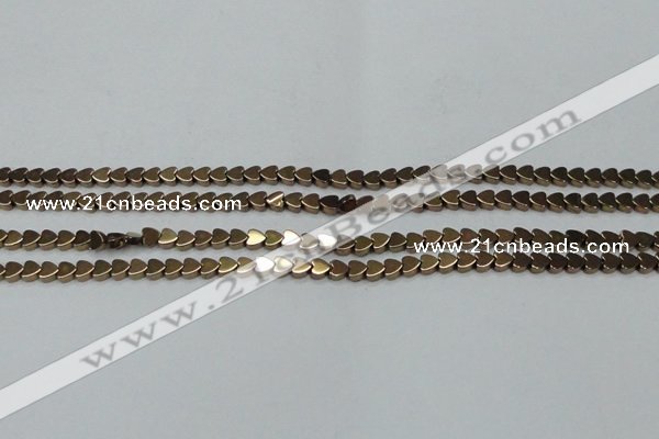 CHE993 15.5 inches 4*4mm heart plated hematite beads wholesale