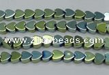 CHE994 15.5 inches 4*4mm heart plated hematite beads wholesale