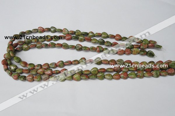 CHG01 15.5 inches 8*8mm heart unakite gemstone beads wholesale