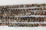 CHG108 15.5 inches 6mm flat heart leopardskin jasper beads wholesale