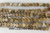 CHG110 15.5 inches 6mm flat heart picture jasper beads wholesale